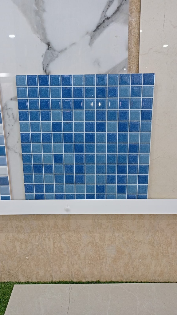  بورسلين هندي مربعات ازرق غامق وفاتح (30X30 cm MAB14)Indian porcelain squares dark and light blue  